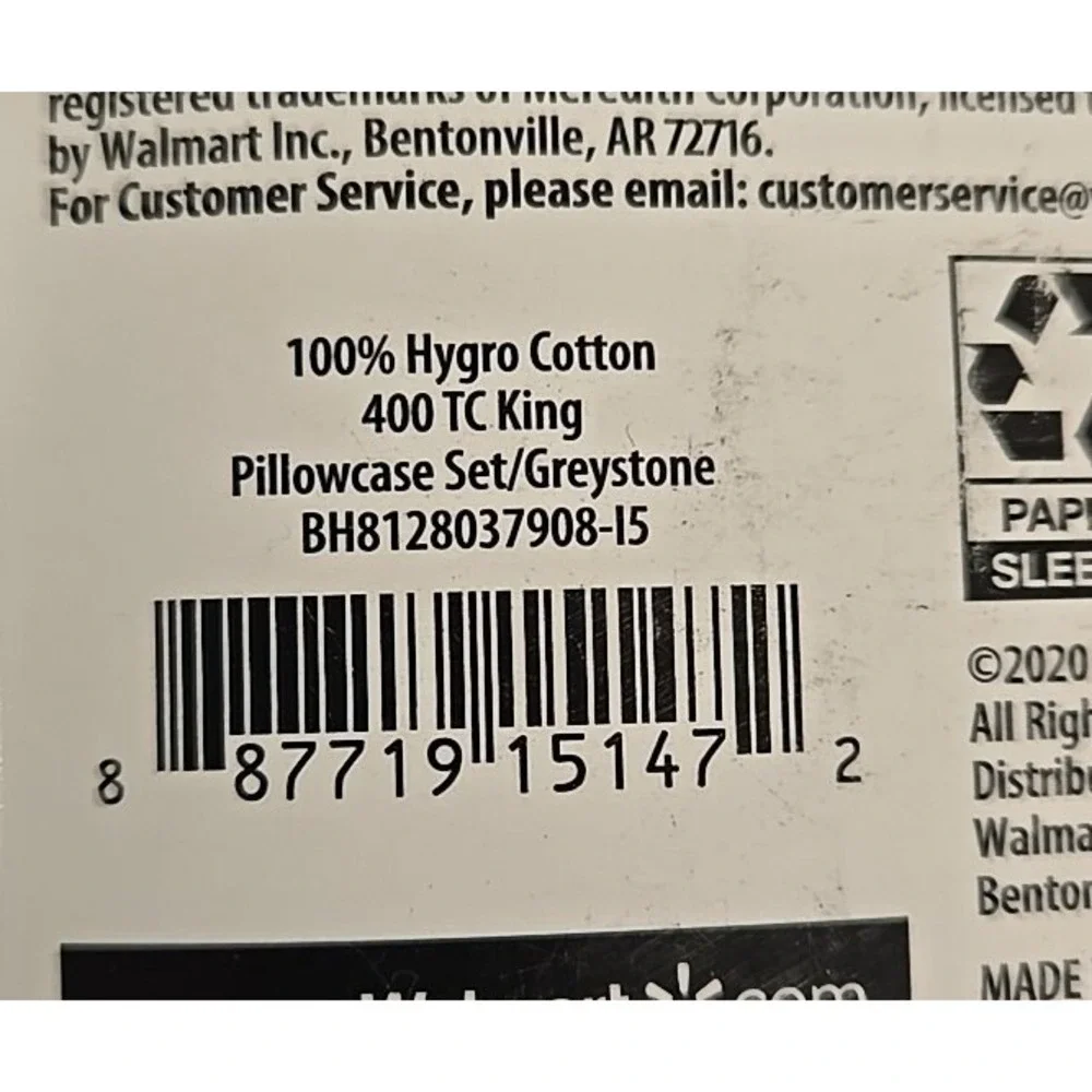 Better Homes & Gardens KING Size Pillowcase Set 400 Thread Count Greystone NEW
